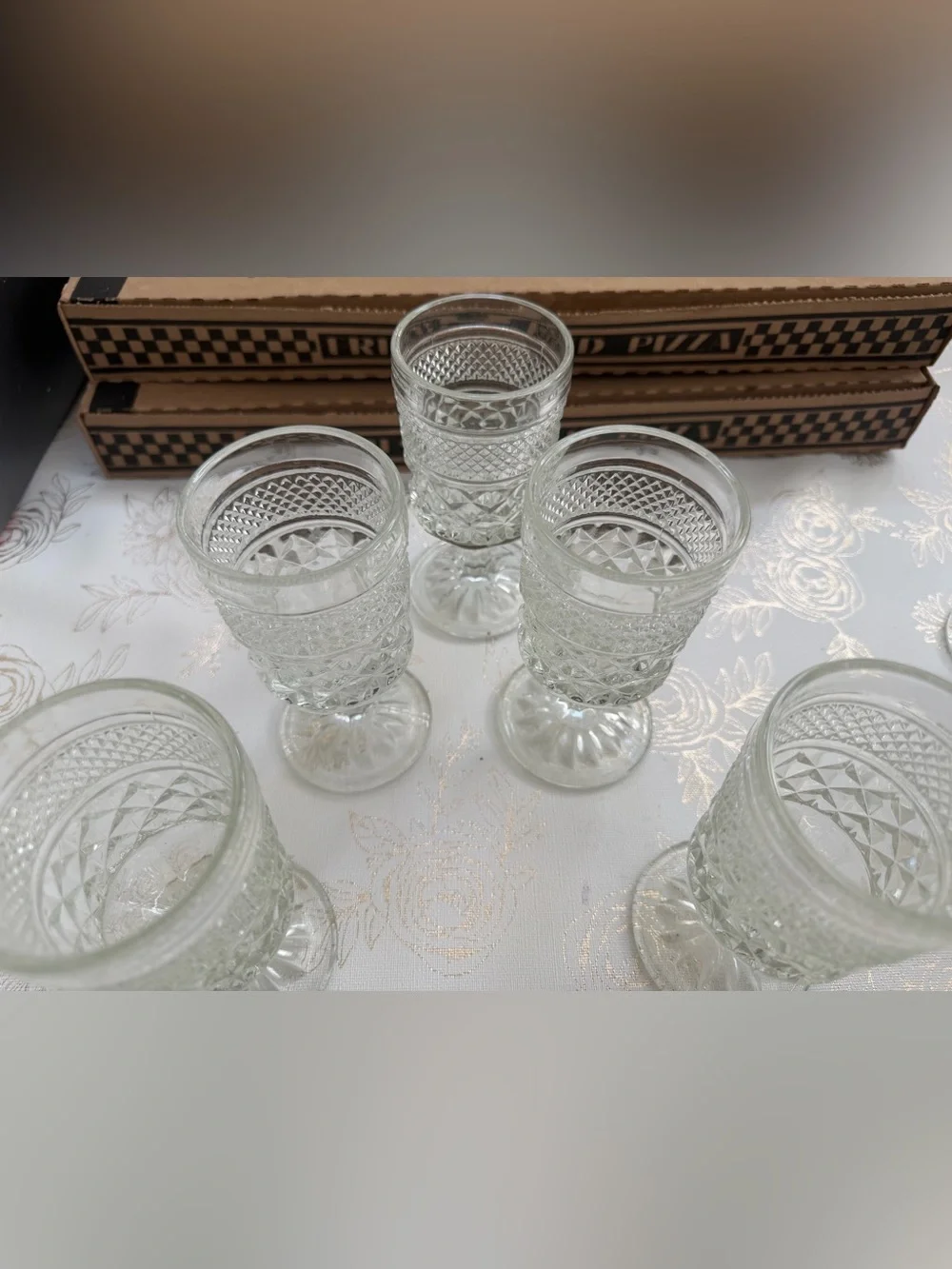 Vintage Anchor Hocking Wexford Clear Cut Glass Goblets - Set of 5, Elegant Foote